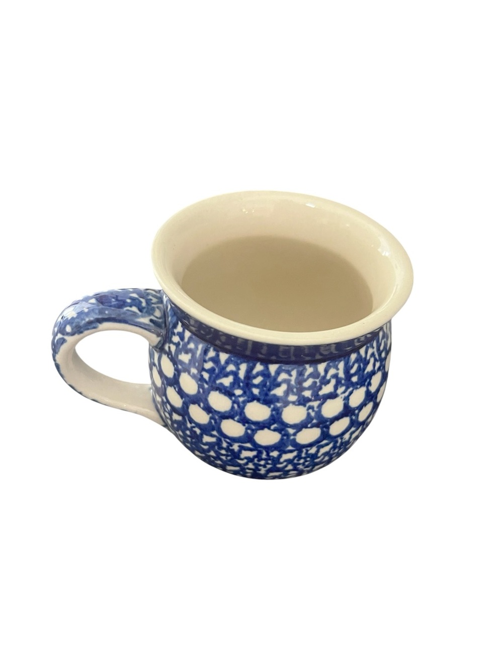 Polish Pottery Blue White Round Mug